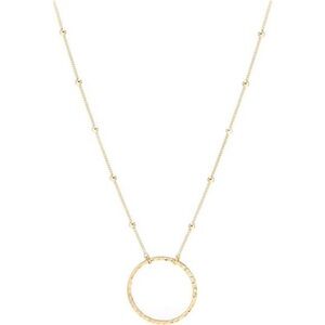 18K Gold Plated Circle Pendant Necklace Long Satellite Beaded Chain Trendy